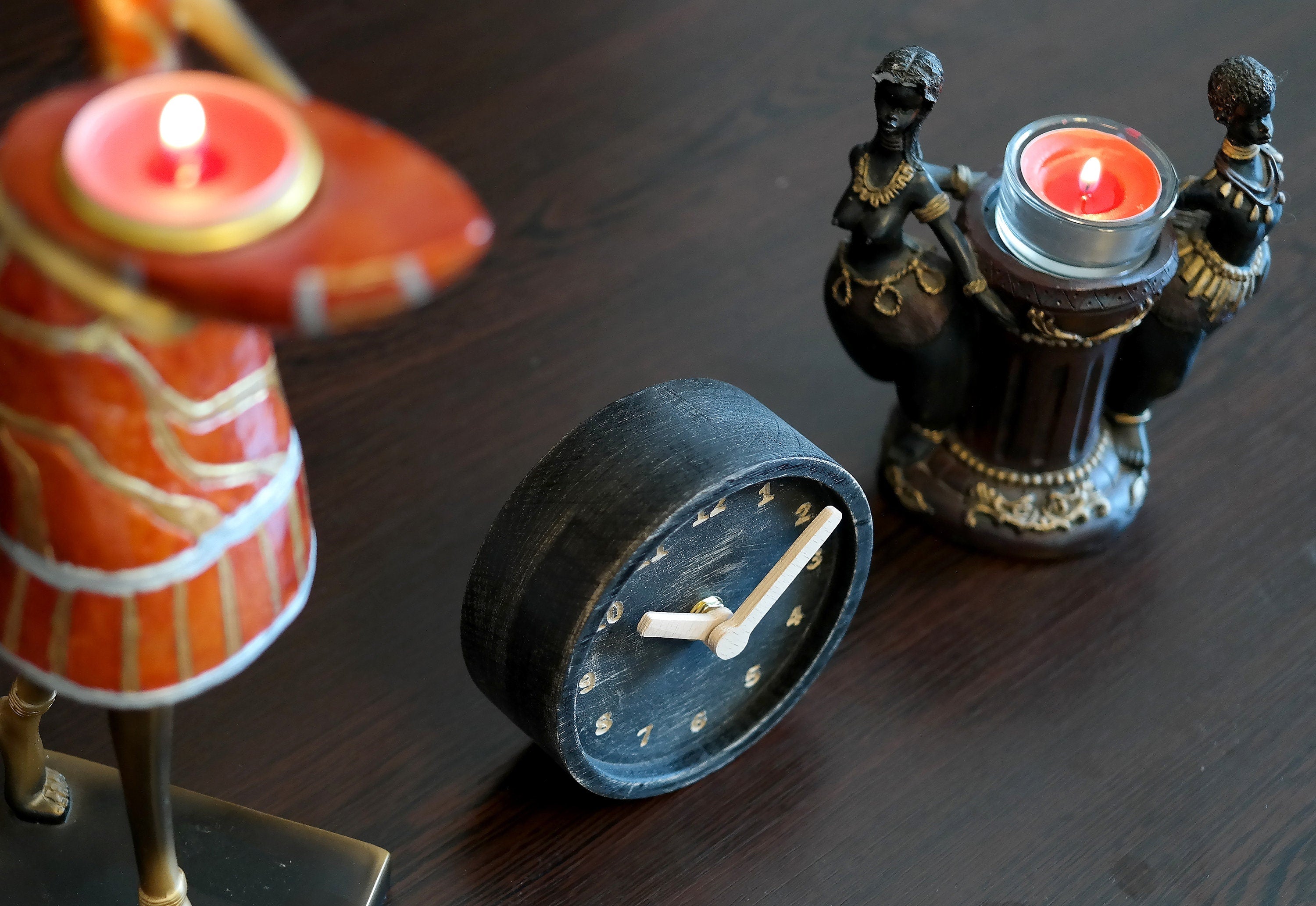 Eskitme Masif Çam Masa Saati | Antika Görünümlü & Sessiz Mekanizma