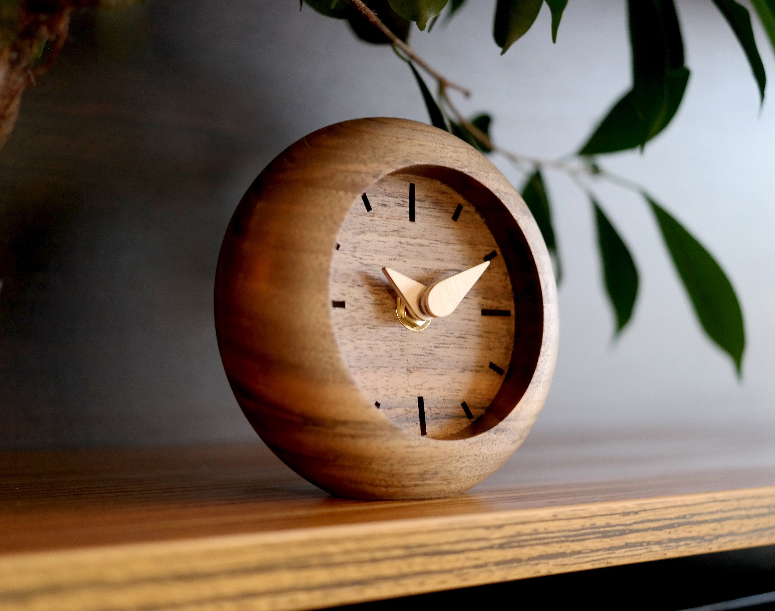 Engraved wooden clock