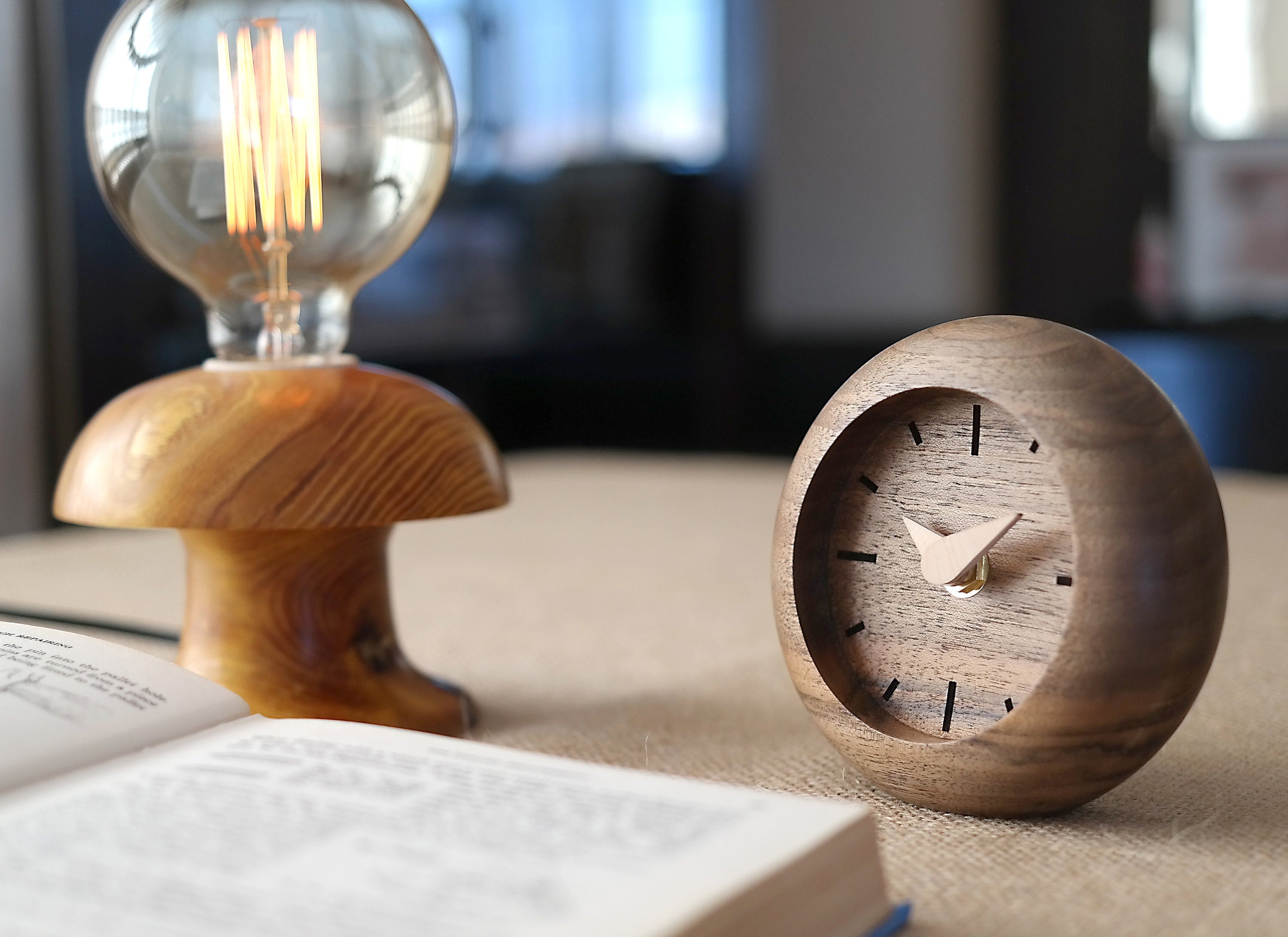 Wooden table clock