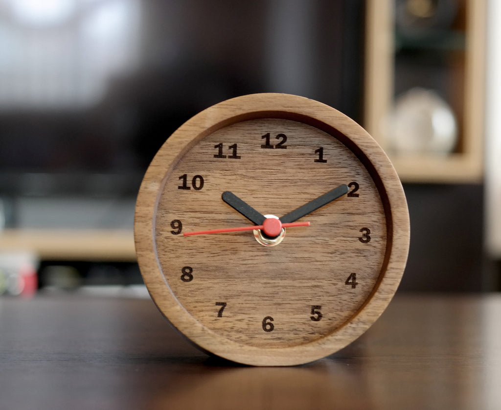 Handmade Walnut Wood Desk Clock: 11cm Table Clock