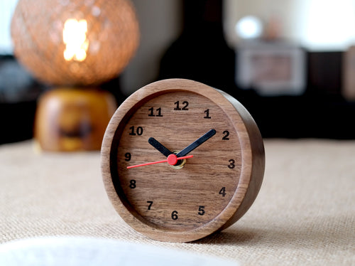Handmade Walnut Wood Desk Clock: 11cm Table Clock