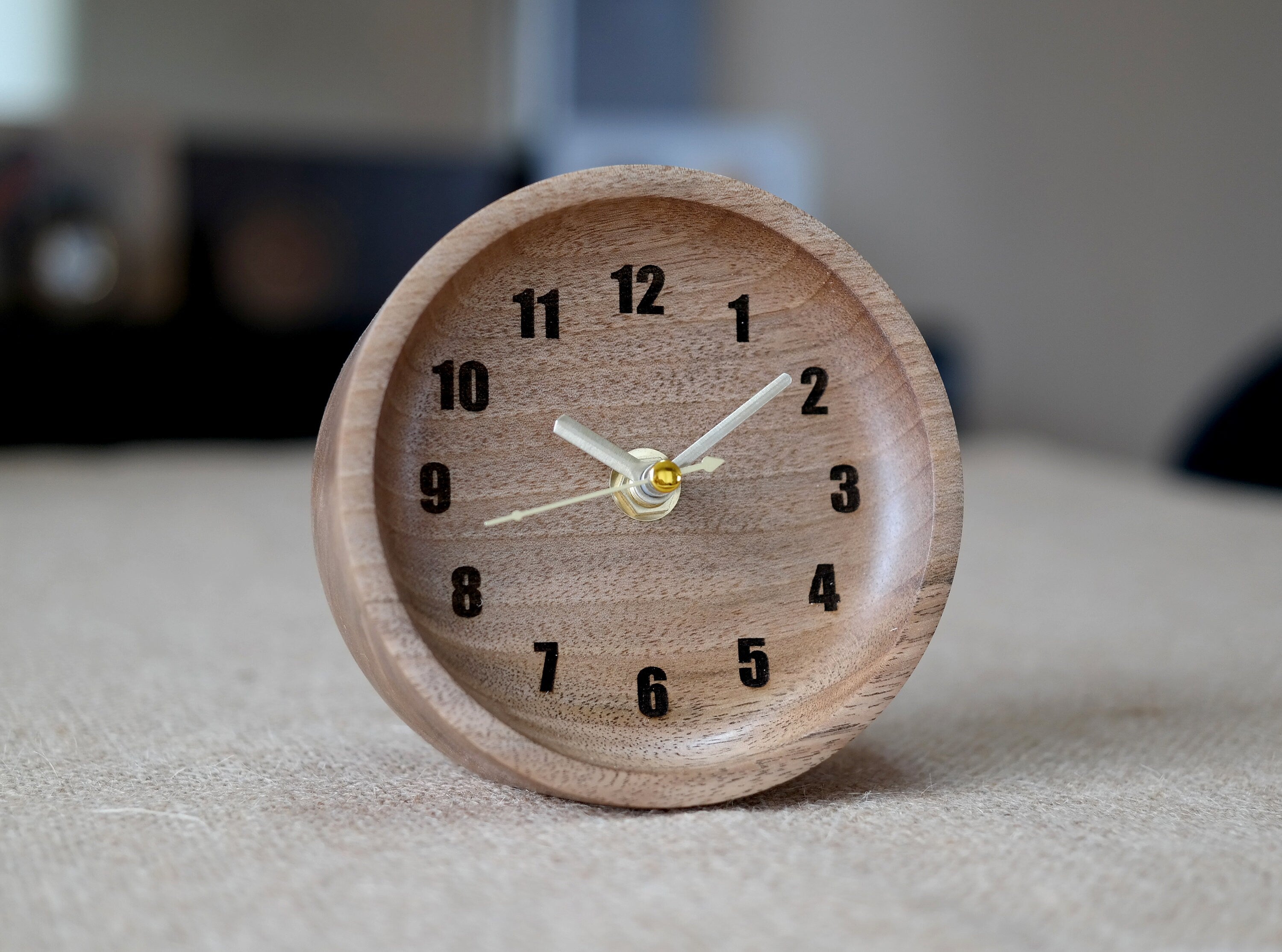 Walnut Wood Table Clock: Rustic Desk Decor