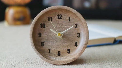 Walnut Wood Table Clock: Rustic Desk Decor