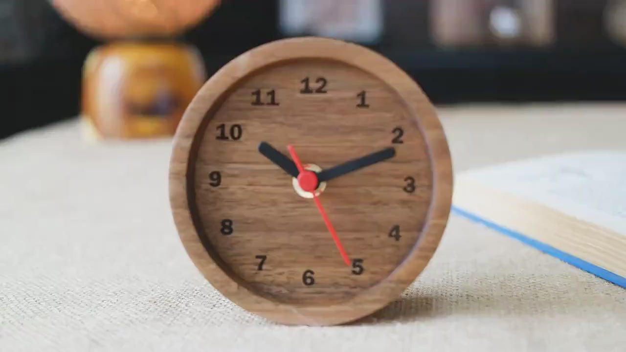 Handmade Walnut Wood Desk Clock: 11cm Table Clock
